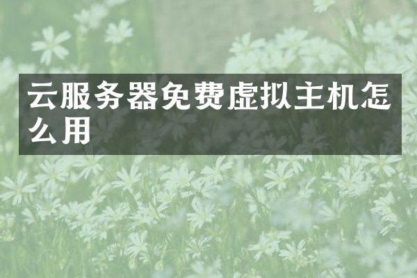 云服务器免费虚拟主机怎么用