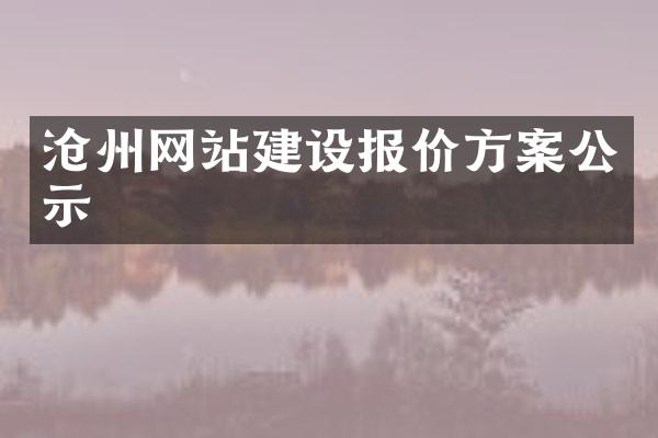 沧州网站建设报价方案公示