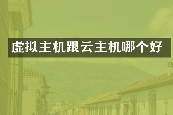 虚拟主机跟云主机哪个好
