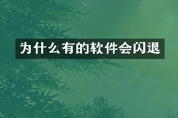 为什么有的软件会闪退