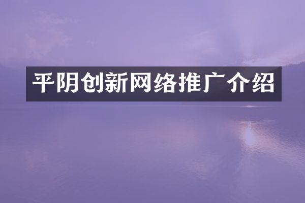 平阴创新网络推广介绍