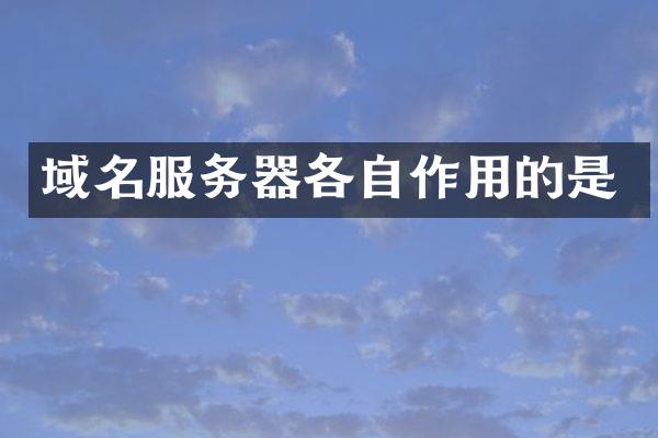 域名服务器各自作用的是
