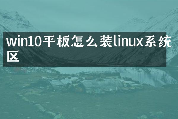 win10平板怎么装linux系统分区