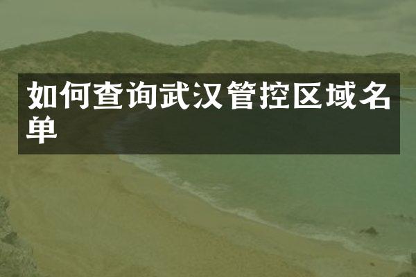 如何查询武汉管控区域名单