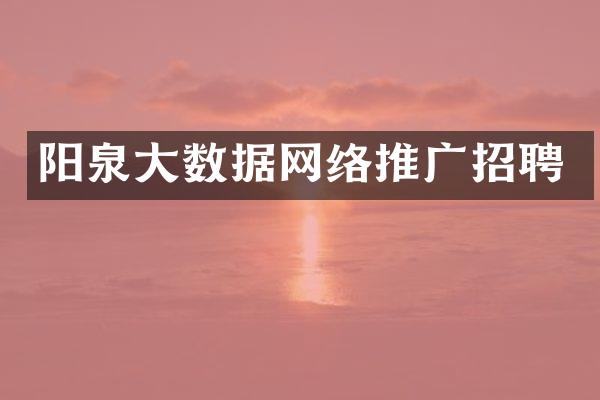 阳泉大数据网络推广招聘