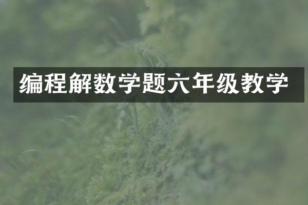 编程解数学题六年级教学