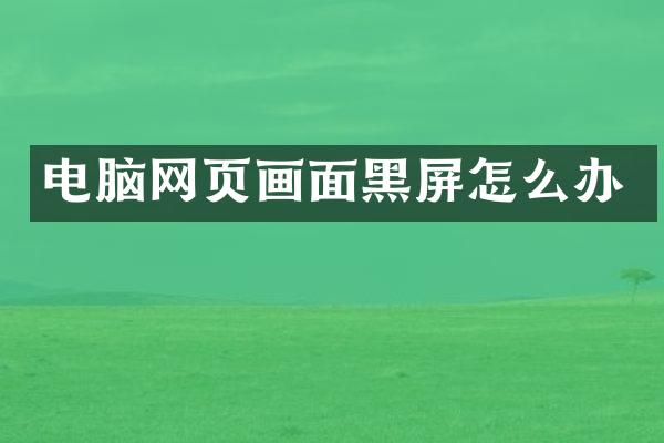 电脑网页画面黑屏怎么办