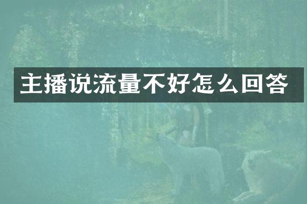 主播说流量不好怎么回答