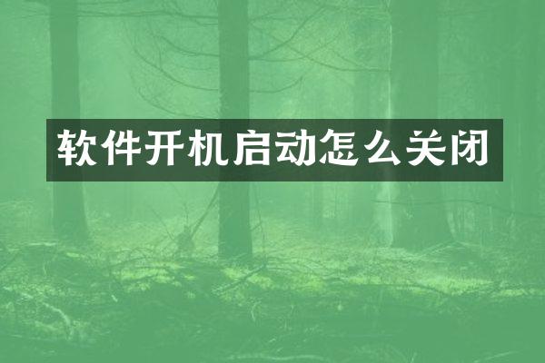 软件开机启动怎么关闭