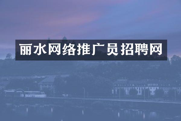 丽水网络推广员招聘网