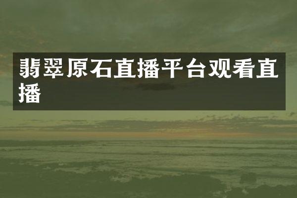 翡翠原石直播平台观看直播