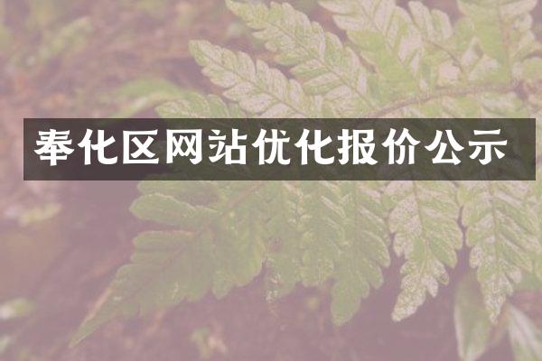 奉化区网站优化报价公示