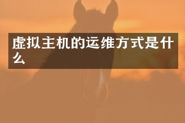 虚拟主机的运维方式是什么