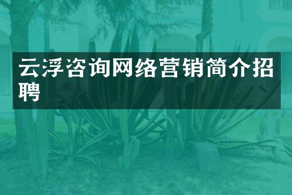 云浮咨询网络营销简介招聘