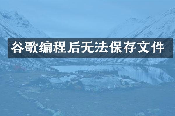 谷歌编程后无法保存文件