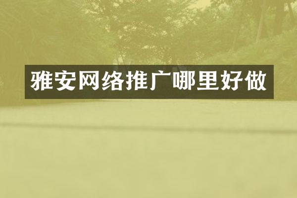 雅安网络推广哪里好做