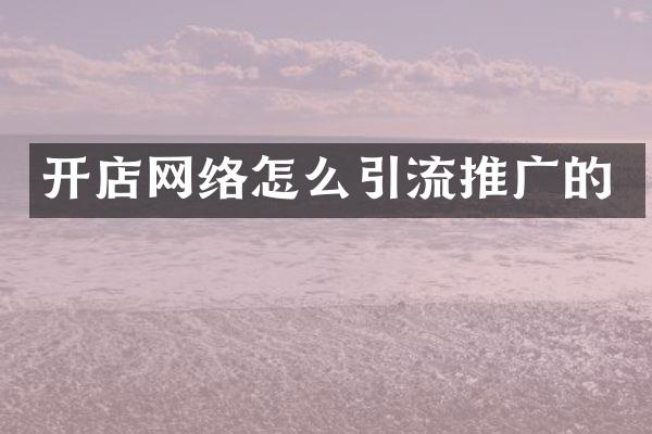 开店网络怎么引流推广的