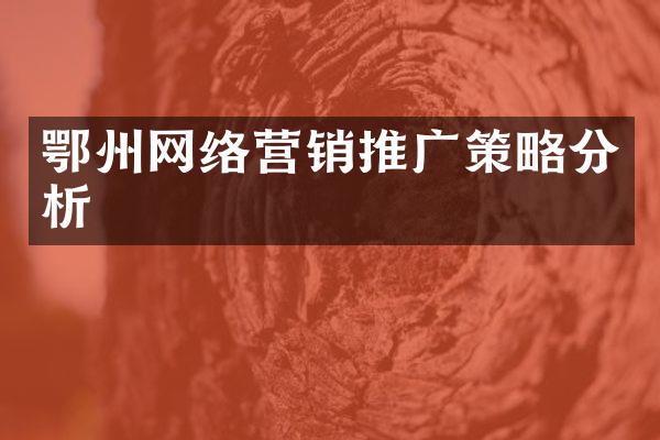 鄂州网络营销推广策略分析