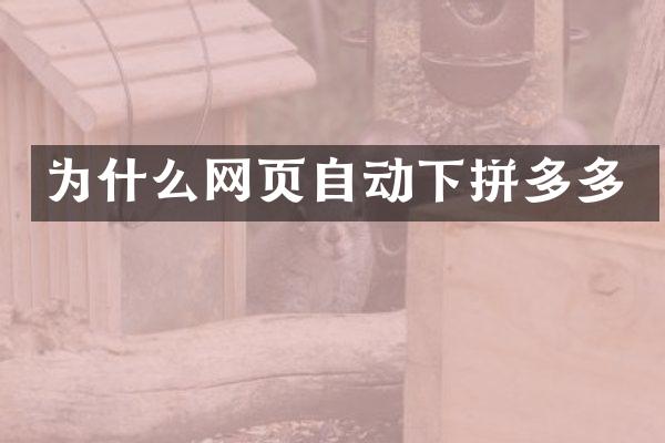 为什么网页自动下拼多多