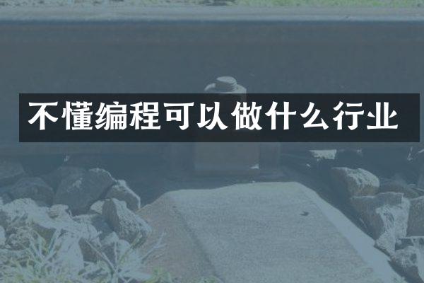不懂编程可以做什么行业