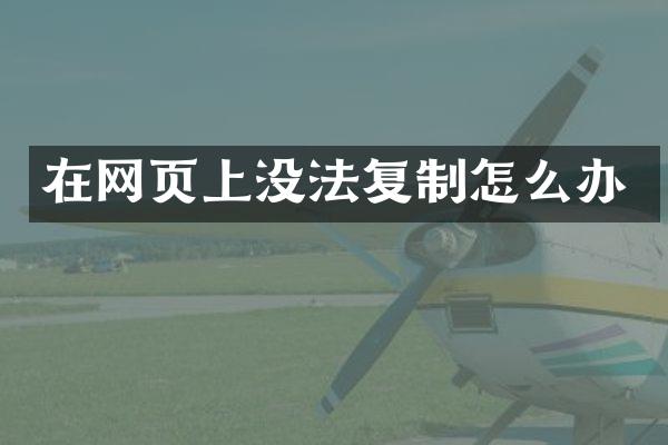 在网页上没法复制怎么办