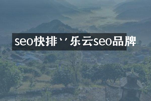 seo快排丷乐云seo品牌
