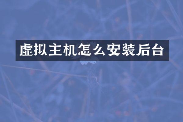 虚拟主机怎么安装后台