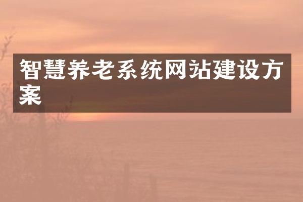 智慧养老系统网站建设方案