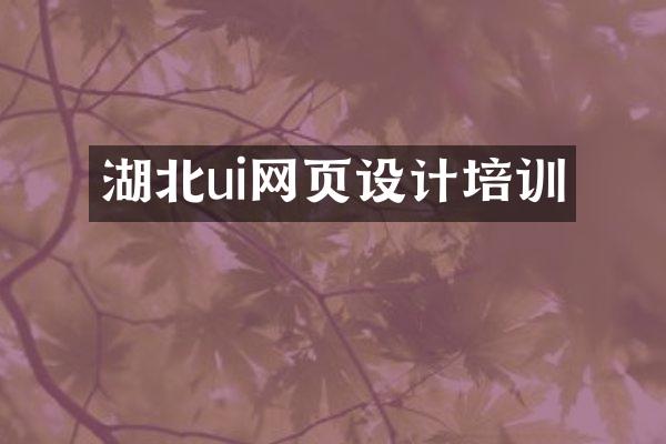 湖北ui网页设计培训