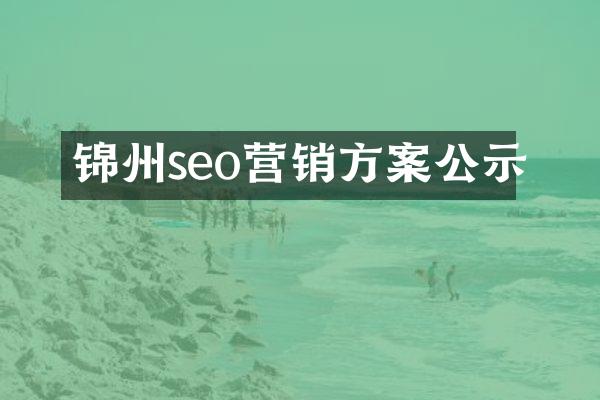 锦州seo营销方案公示