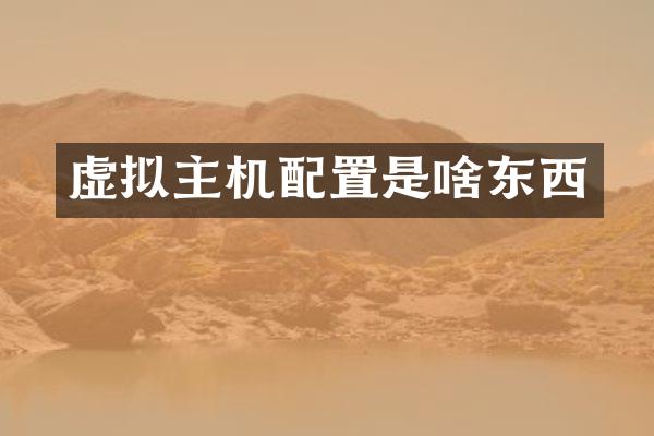 虚拟主机配置是啥东西