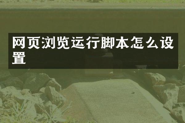 网页浏览运行脚本怎么设置