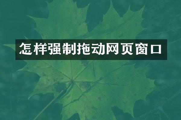 怎样强制拖动网页窗口