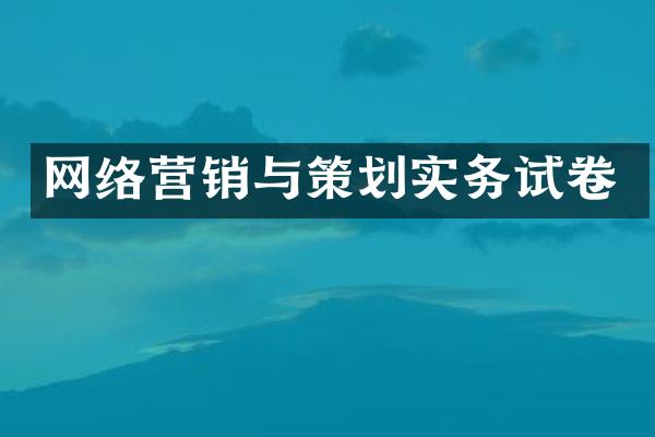 网络营销与策划实务试卷