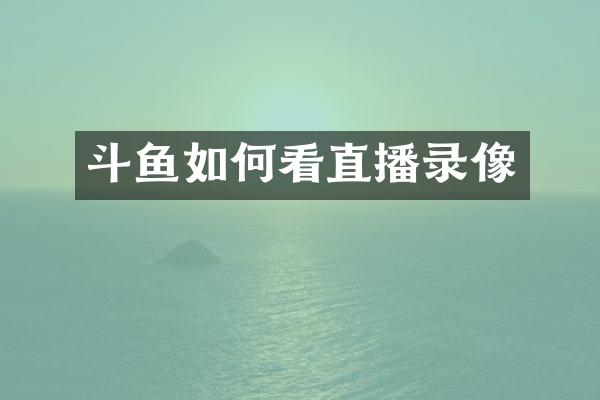 斗鱼如何看直播录像