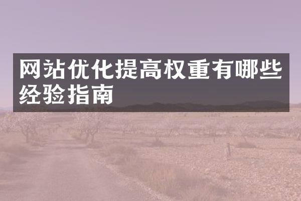 网站优化提高权重有哪些经验指南