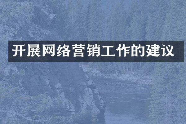 开展网络营销工作的建议