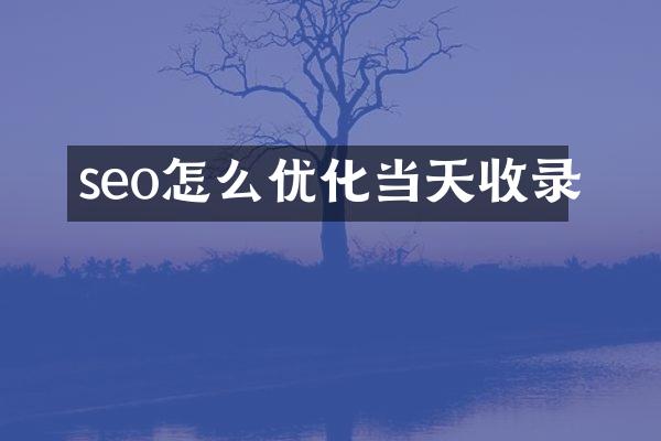 seo怎么优化当天收录