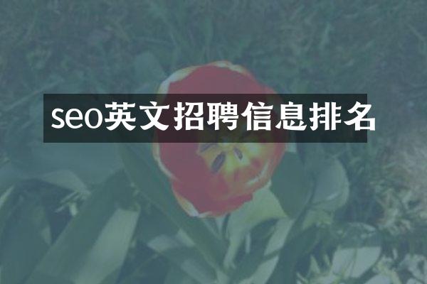 seo英文招聘信息排名