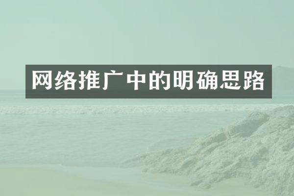 网络推广中的明确思路