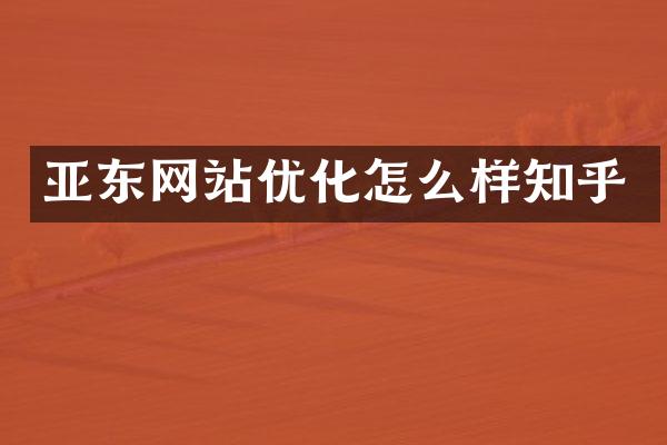 亚东网站优化怎么样知乎