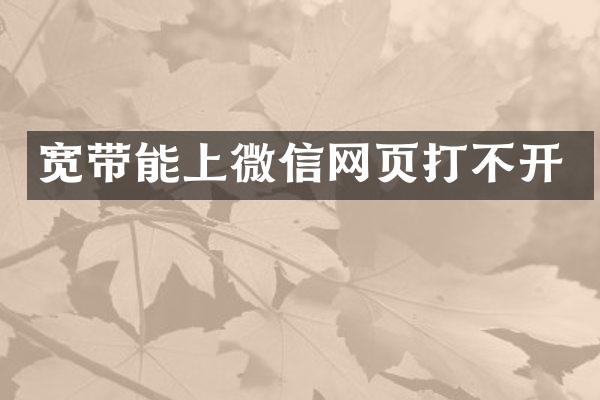 宽带能上微信网页打不开