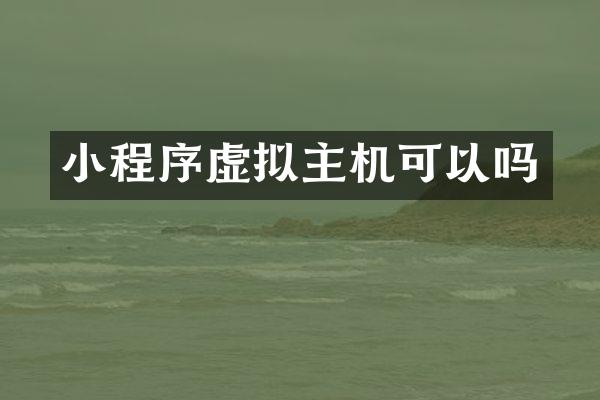 小程序虚拟主机可以吗