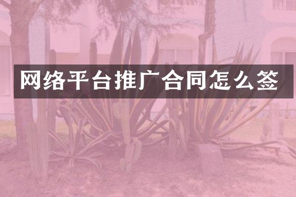 网络平台推广合同怎么签