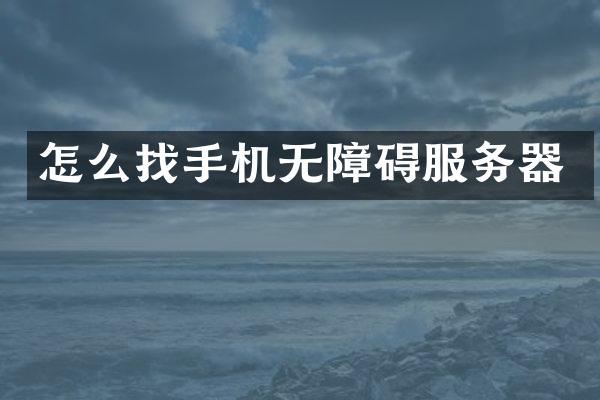 怎么找手机无障碍服务器