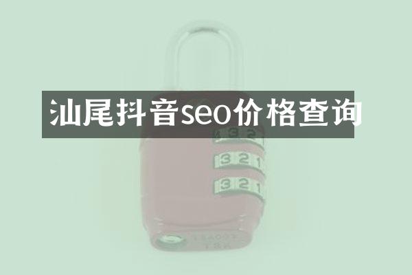 汕尾抖音seo价格查询