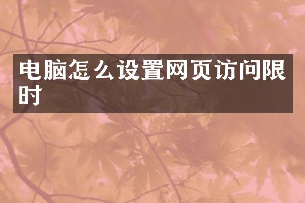 电脑怎么设置网页访问限时