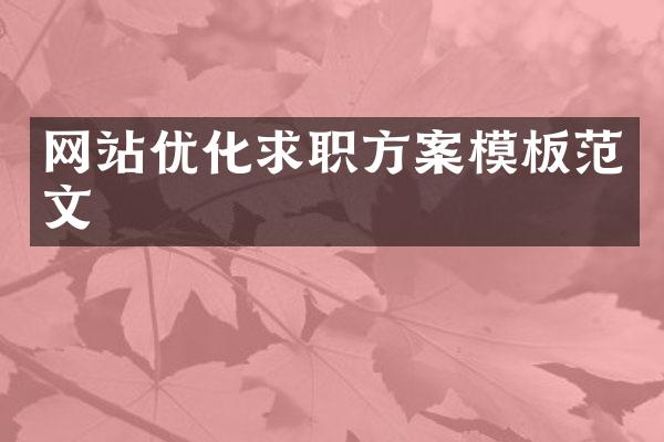 网站优化求职方案模板范文