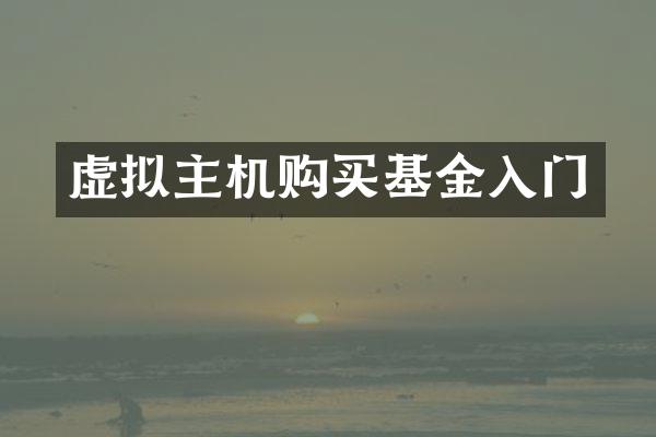 虚拟主机购买基金入门