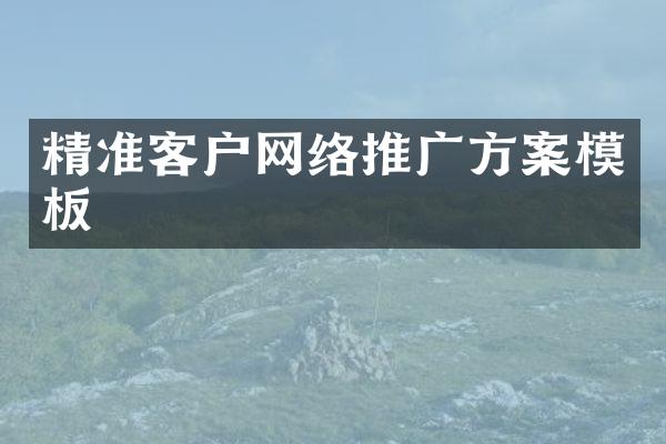 精准客户网络推广方案模板